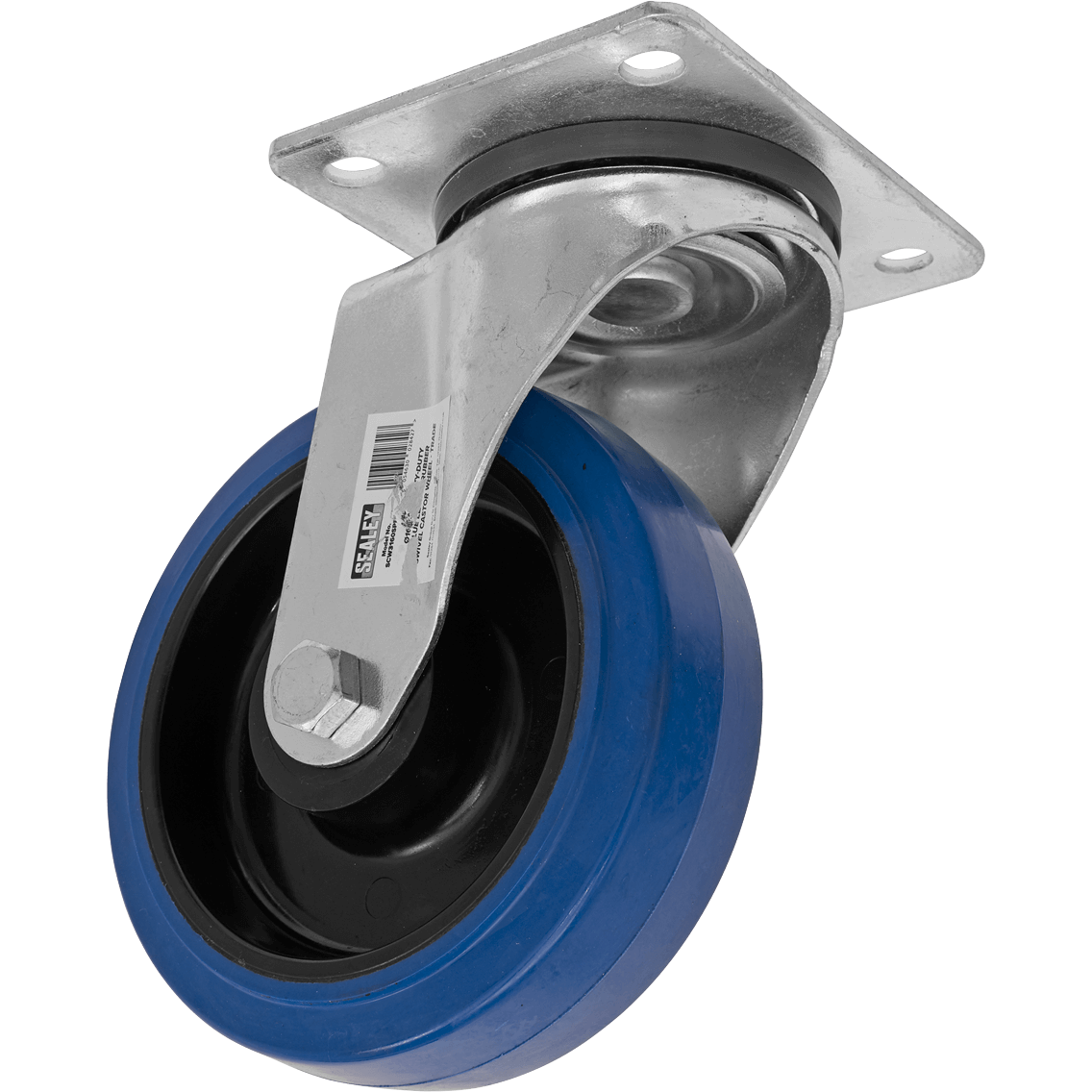 Sealey Heavy-Duty Blue Elastic Rubber Swivel Castor Wheel 160mm