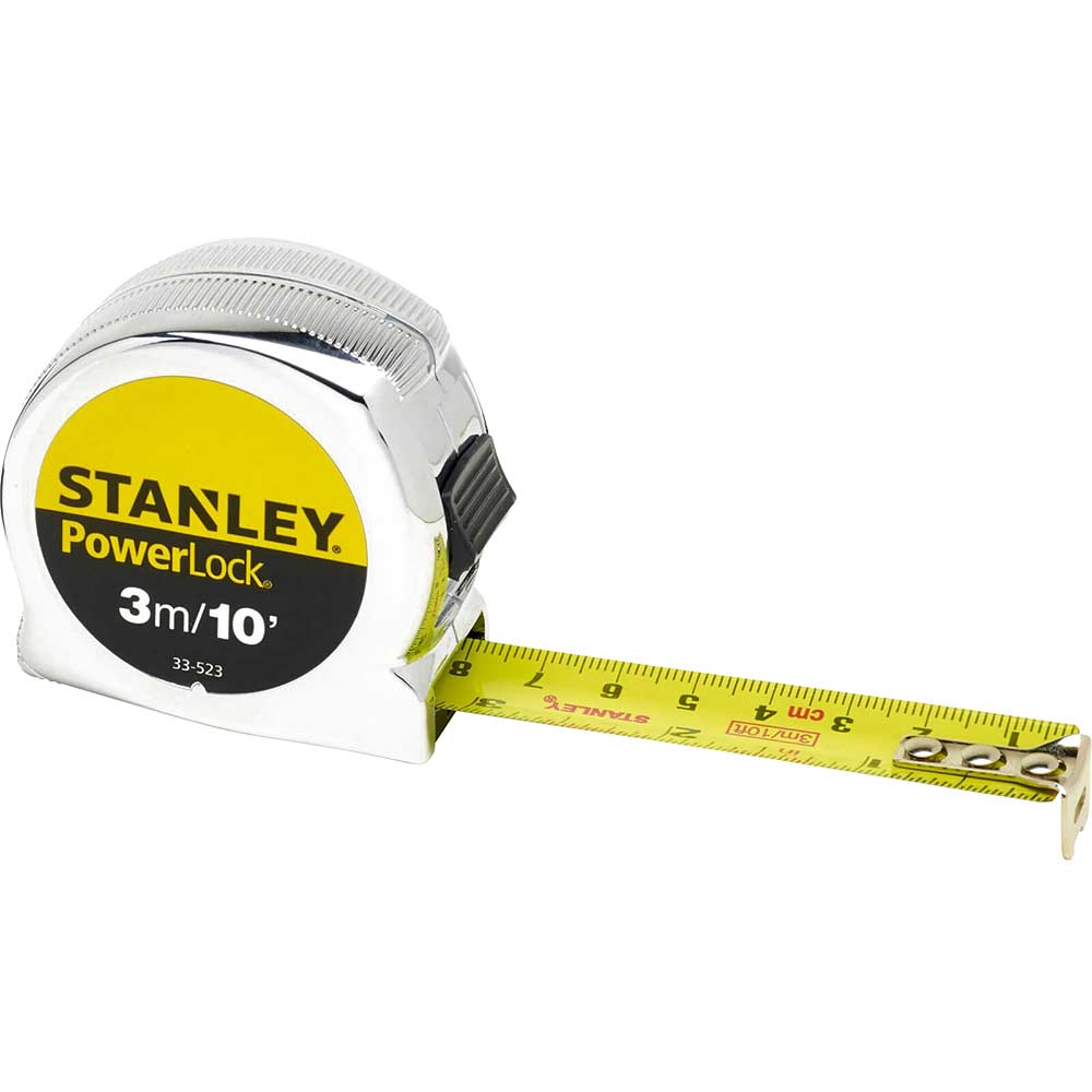 Photo of Stanley Classic Powerlock Tape Measure Imperial & Metric 10ft / 3m 19mm