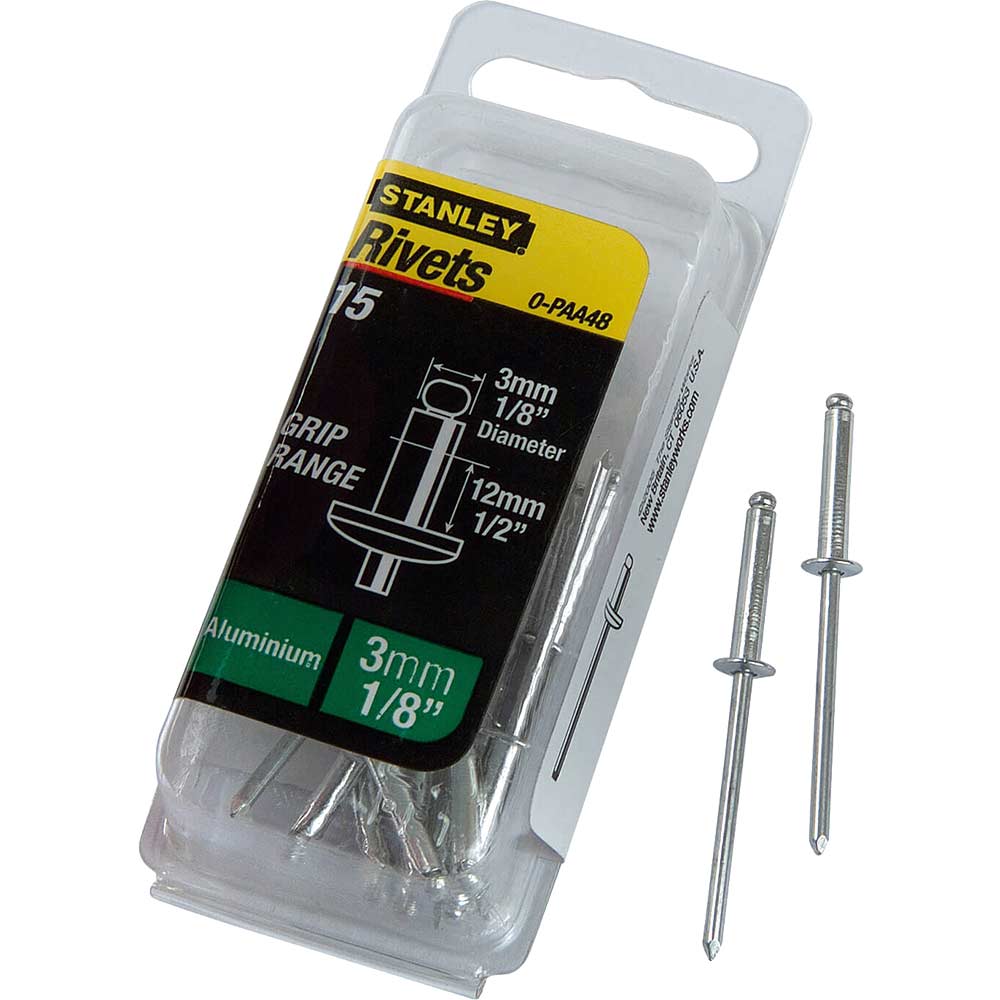 Photo of Stanley Aluminium Pop Rivets 3mm Long Pack Of 15