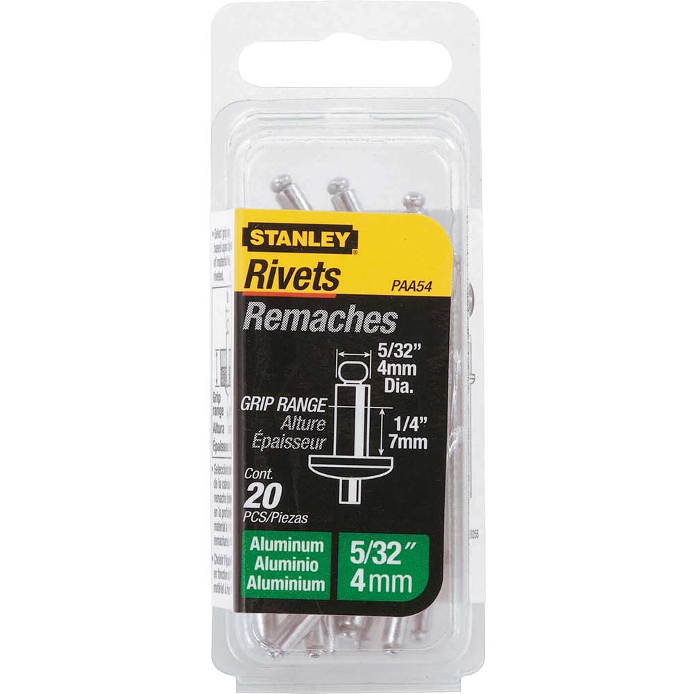 Photo of Stanley Aluminium Pop Rivets 4mm Medium Pack Of 20