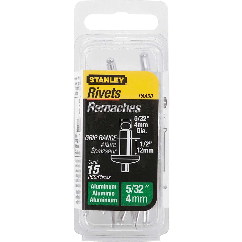 Photo of Stanley Aluminium Pop Rivets 4mm Long Pack Of 15