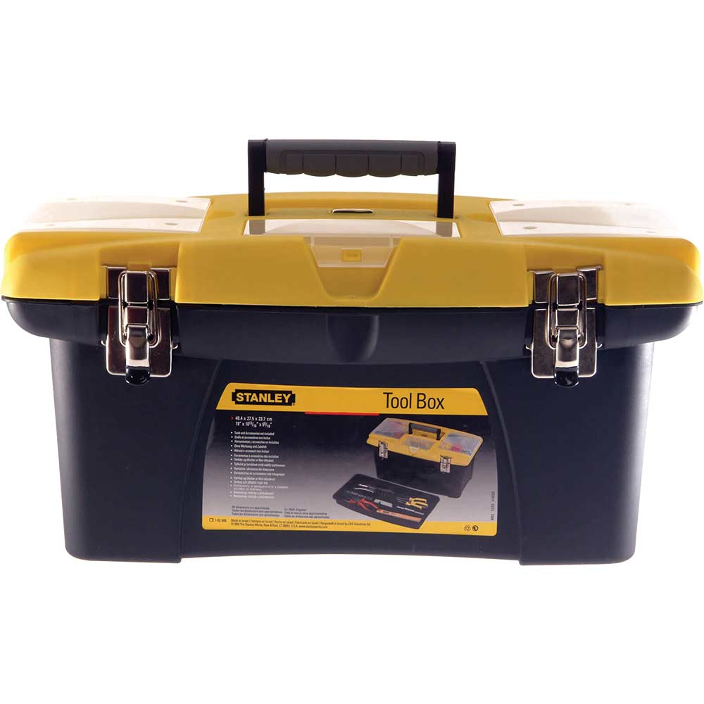 Stanley Jumbo Plastic Toolbox with Tray Black & Yellow 475mm / 19