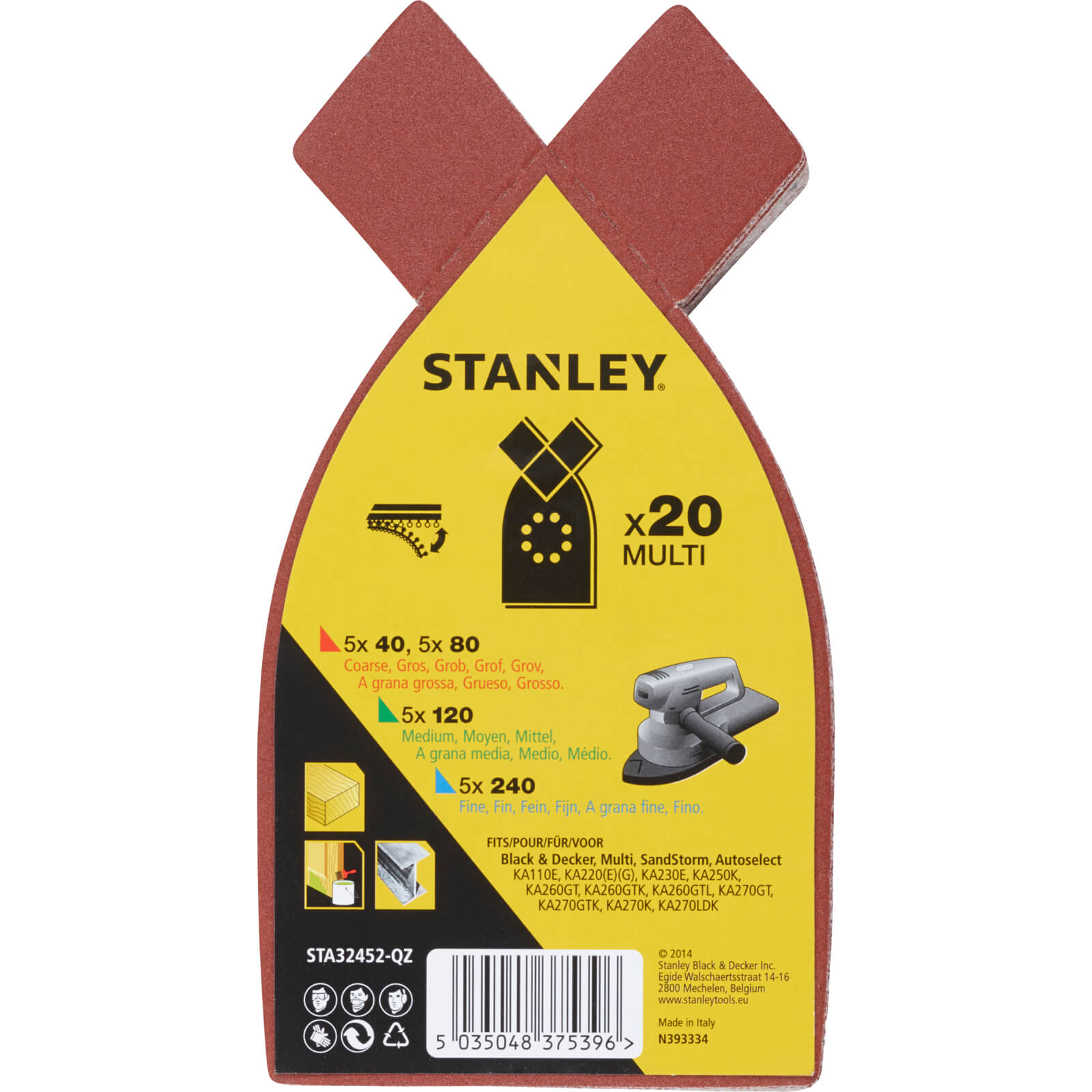 Stanley Quick Fit Multi Sander Sheets Assorted Grit Pack of 20