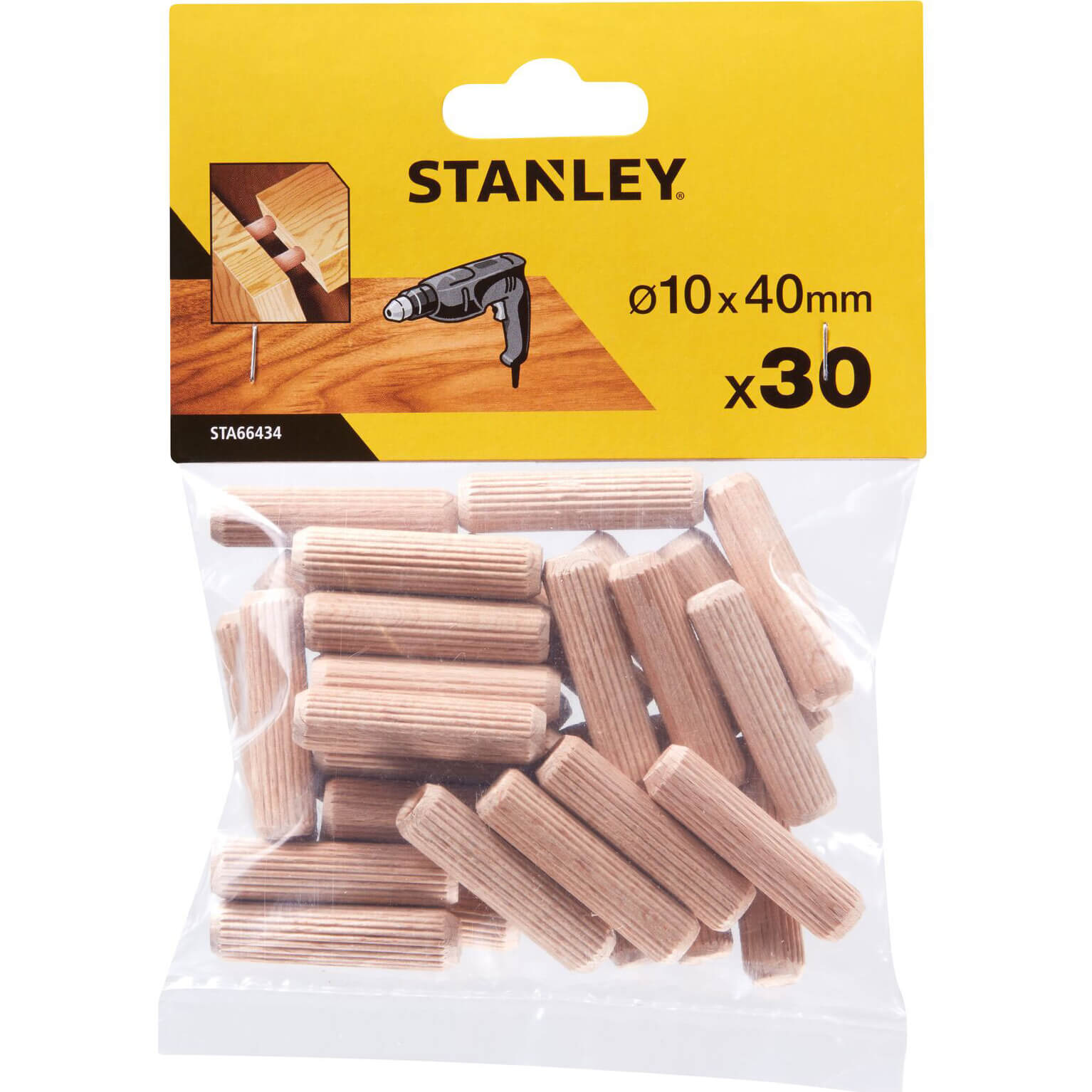 Stanley Round Wooden Dowels 10mm 40mm Pack of 30