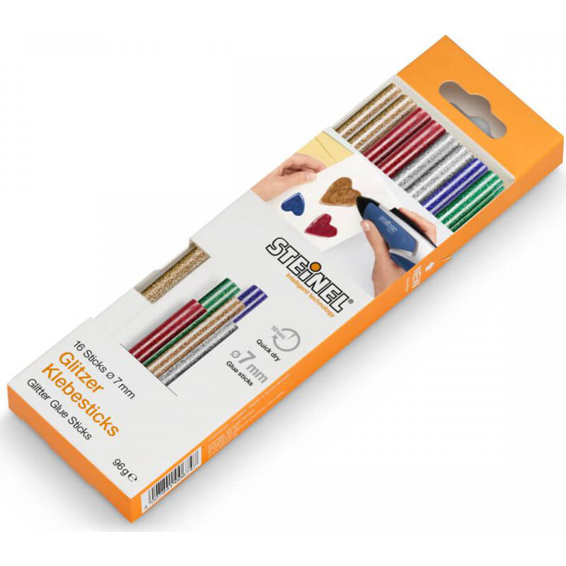 Steinel Multicoloured Glitter Glue Sticks 7mm 150mm Pack of 16