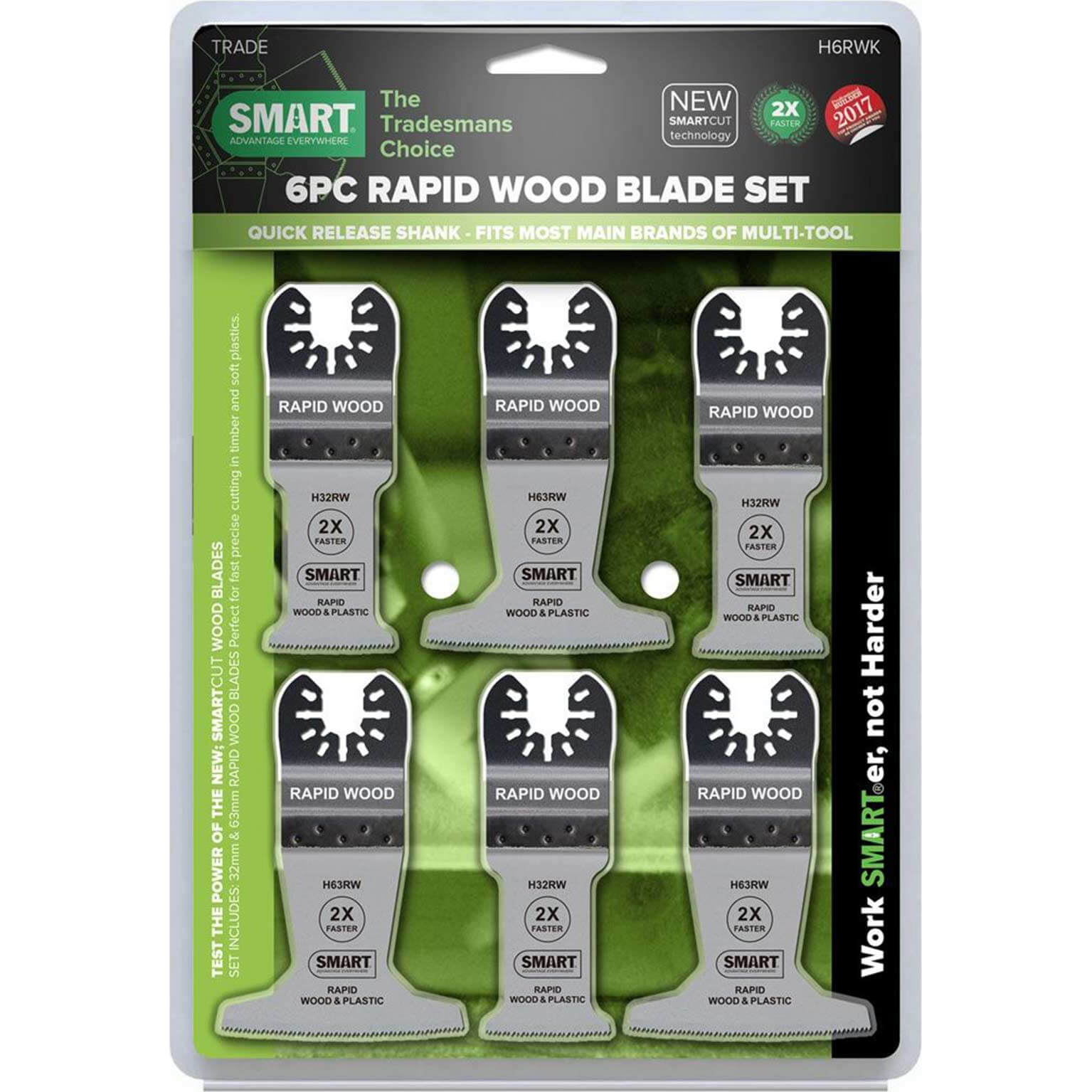 Image of Smart 6 Piece Trade Rapid Wood Blade Oscillating Multi Tool Blade Set