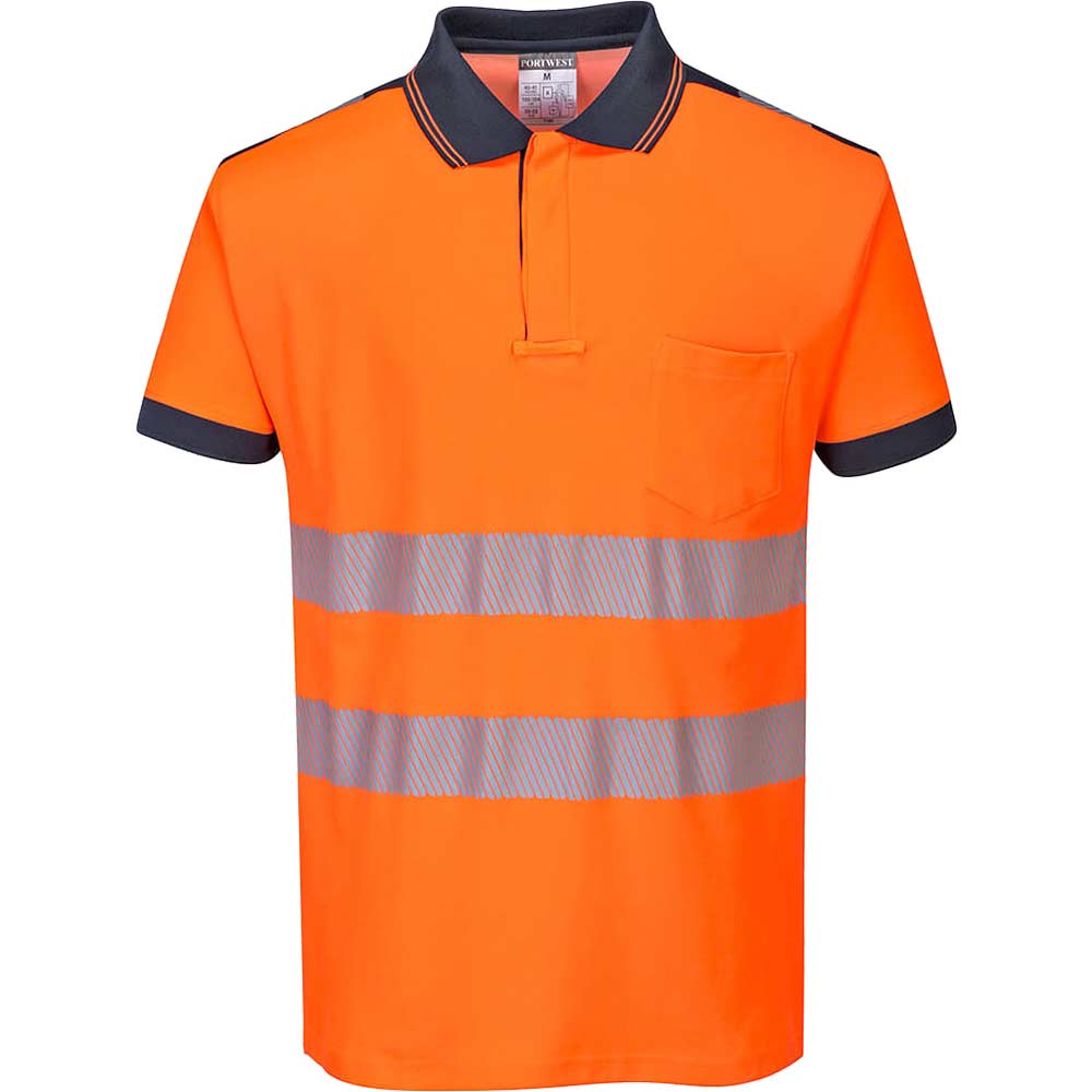 Photo of Pw3 Vision Hi Vis Polo Shirt Orange / Navy 3xl