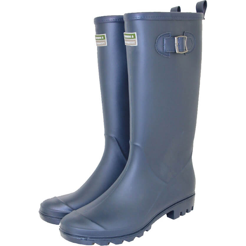 Town and Country Burford PVC Wellington Boots Navy Size 9