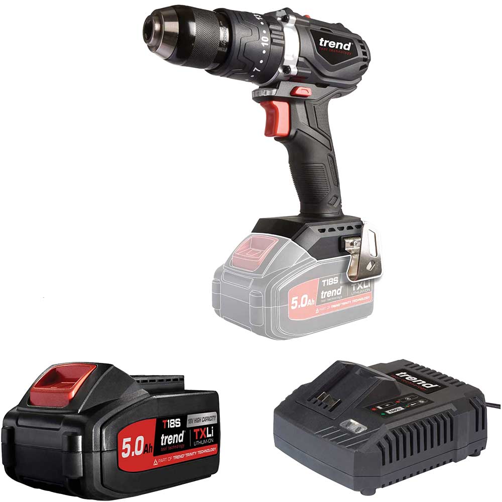 Photo of Trend T18s/cdb 18v Cordless Brushless Combi Drill 1 X 5ah Li-ion Charger No Case