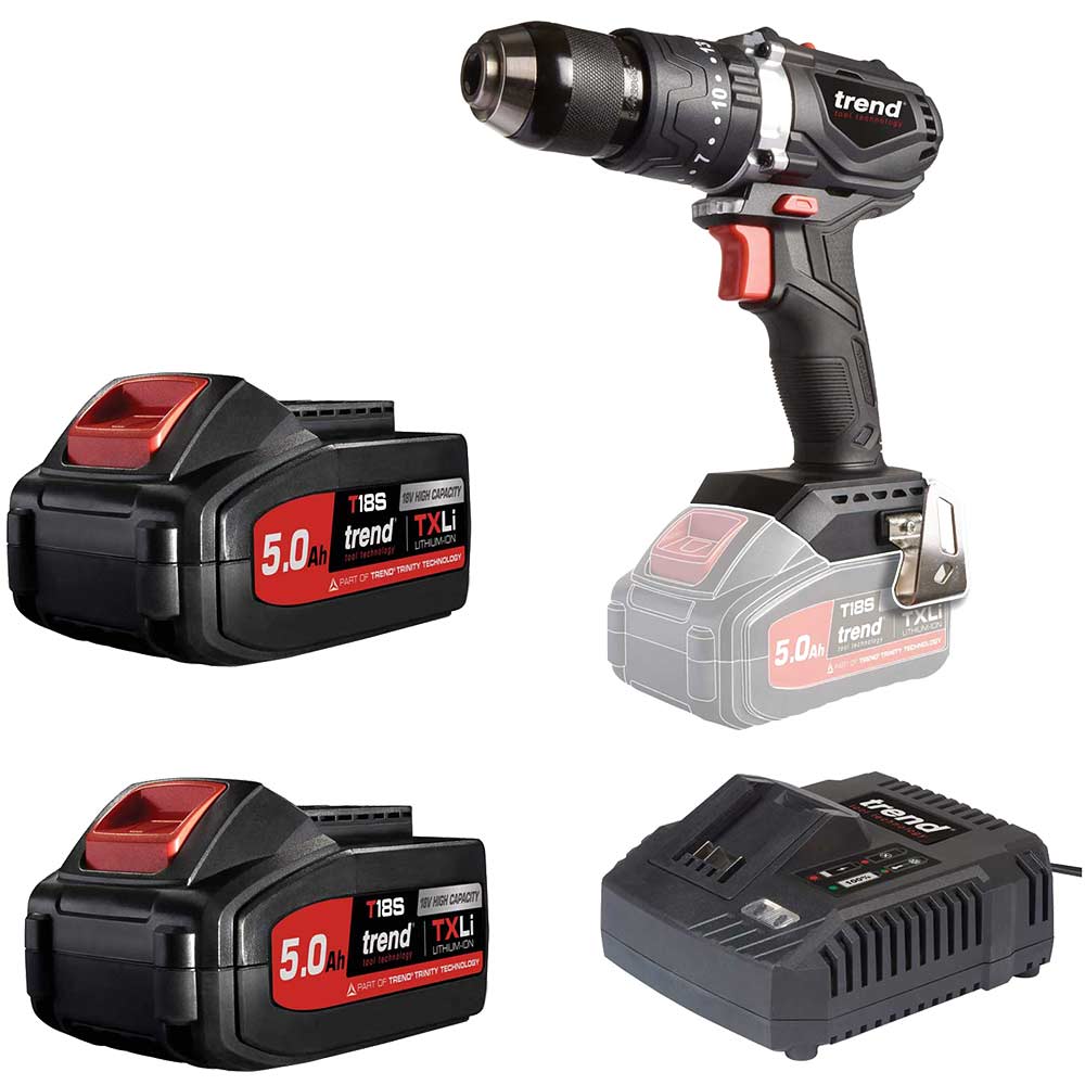 Photo of Trend T18s/cdb 18v Cordless Brushless Combi Drill 2 X 5ah Li-ion Charger No Case