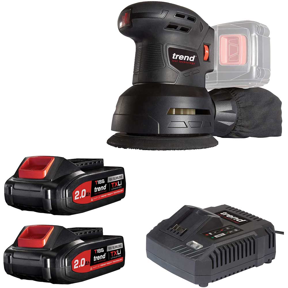 Photo of Trend T18s/ros125b 18v Cordless Random Orbital Sander 125mm 2 X 2ah Li-ion Charger No Case
