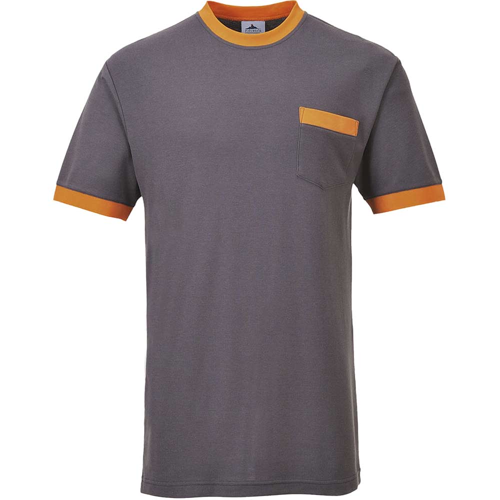 Image of Portwest Mens Texo Contrast Pocket T Shirt Grey L