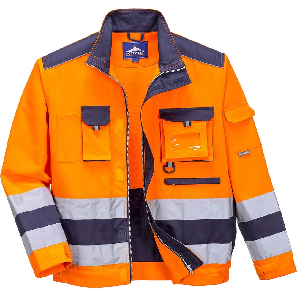 Photo of Portwest Lille Hi Vis Jacket Orange / Navy L