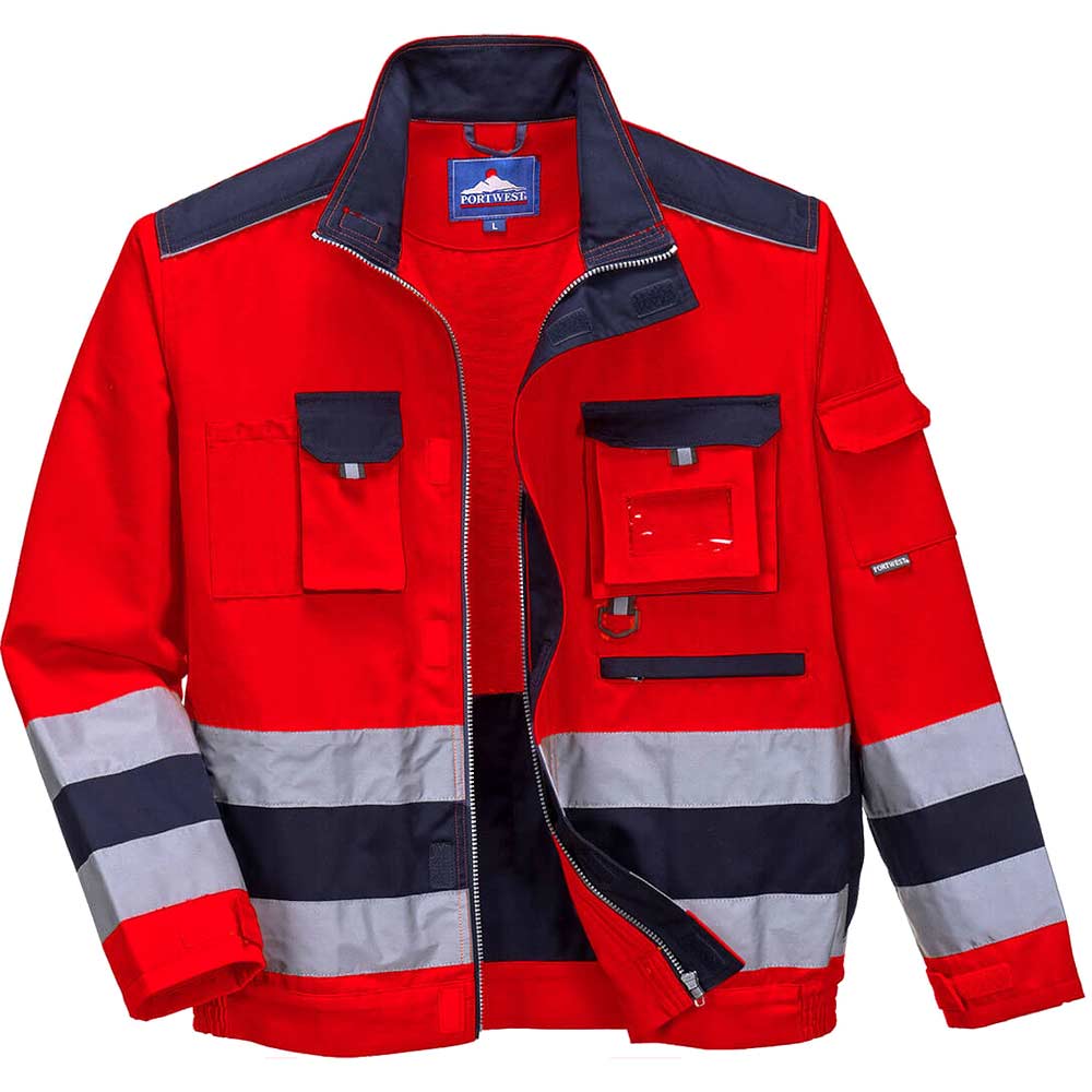 Photo of Portwest Lille Hi Vis Jacket Red / Navy M