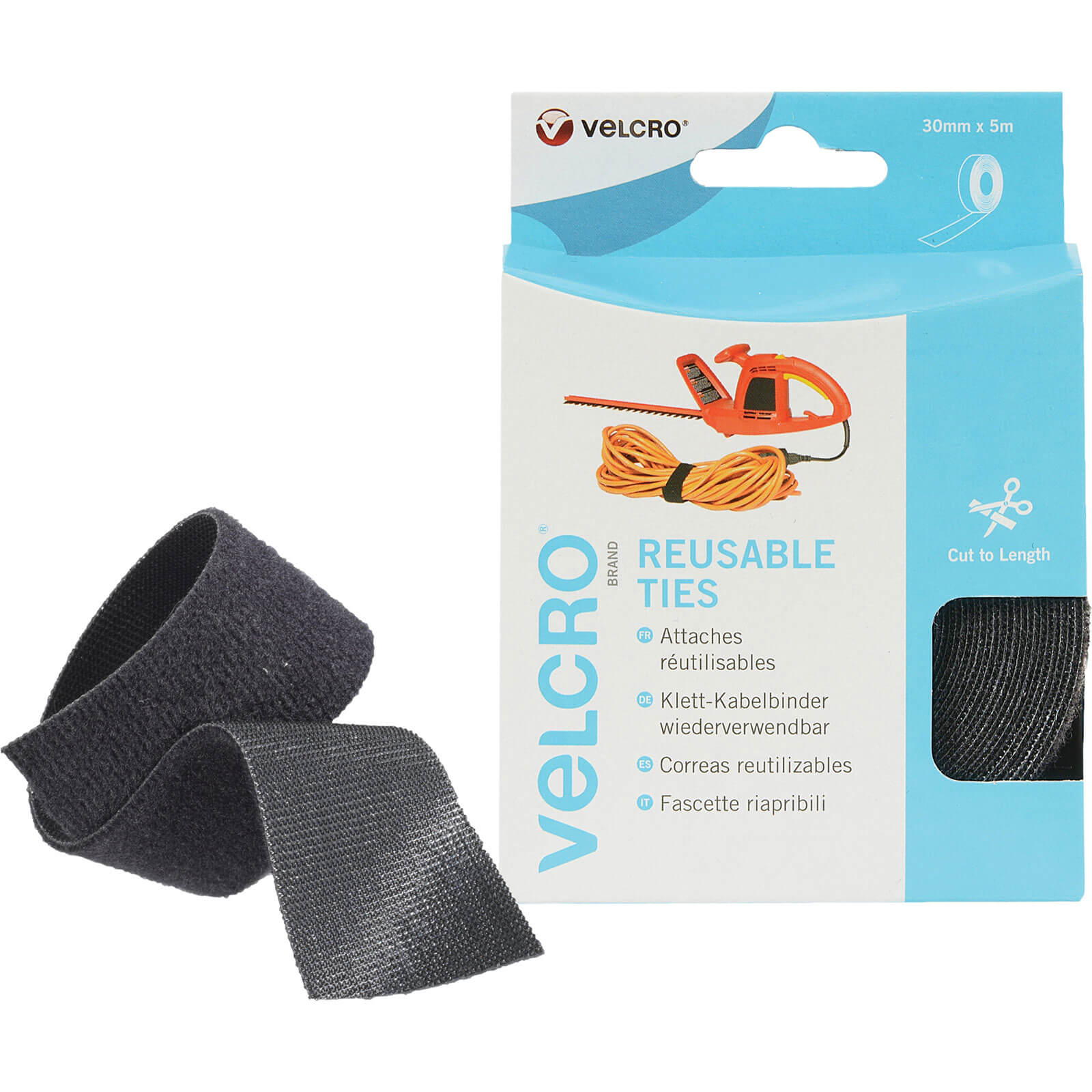 Image of Velcro Self Gripping Ties Black 30mm 5m Pack of 1