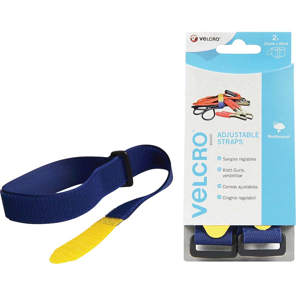 Image of Velcro Adjustable Straps Blue 25mm 460mm Pack of 2