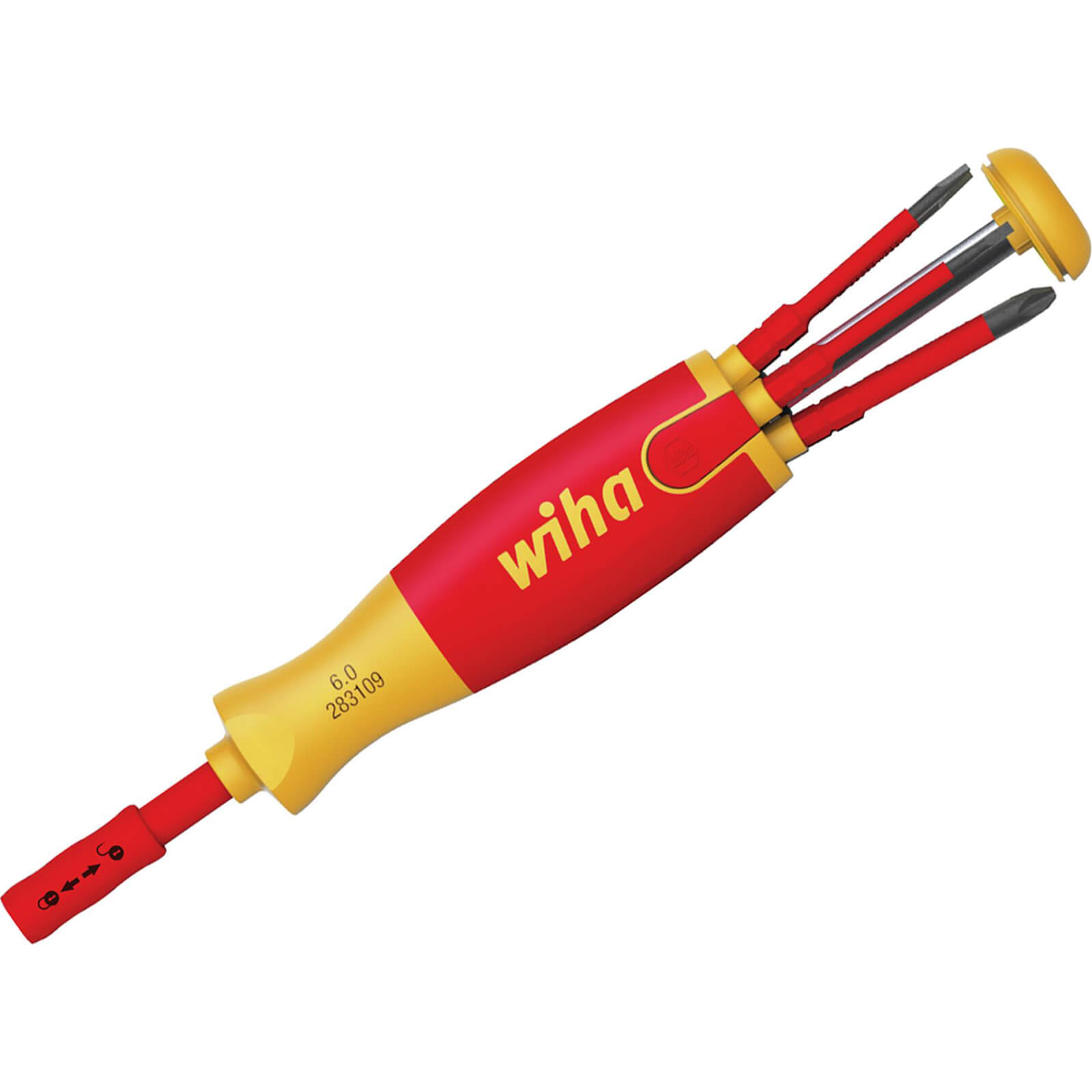 Wiha Electric Liftup Screwdriver and 6 Piece Slotted / Phillips Bit Set