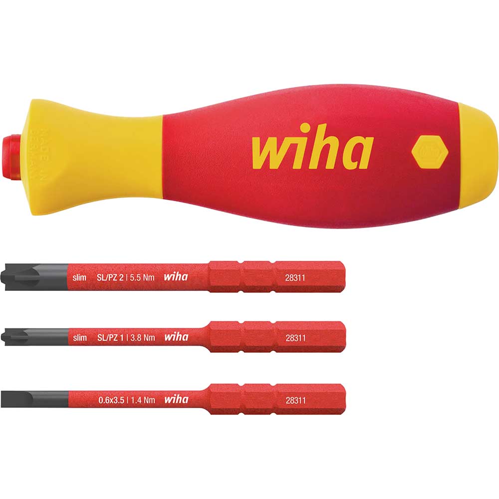 Wiha 4 Piece VDE Softfinish SlimVario Screwdriver Set