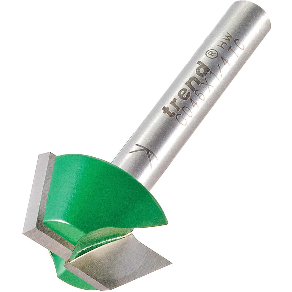 Photo of Trend Craftpro Bearing Guided Bevel Trimmer Router Cutter 22.2mm 10mm 1/4