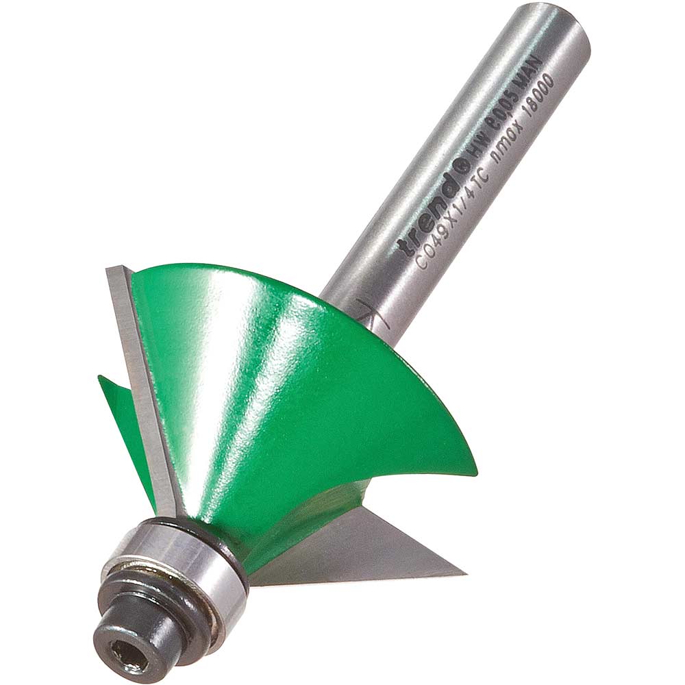 Photo of Trend Craftpro Chamfer Bearing Guided Router Cutter 32mm 12.7mm 1/4