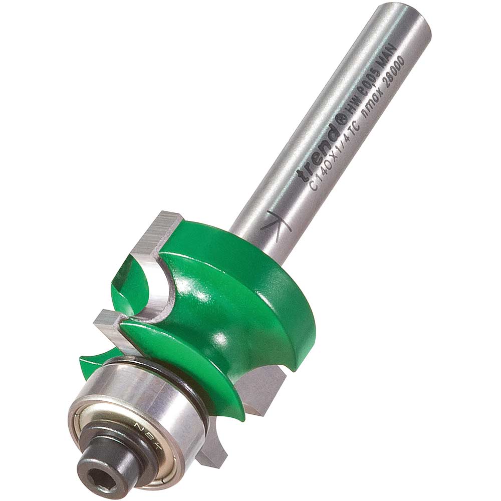 Photo of Trend Craftpro Bearing Guided Corner Bead Router Cutter 22.3mm 14mm 1/4