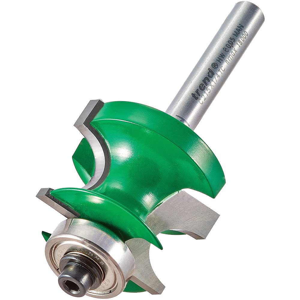 Photo of Trend Craftpro Bearing Guided Corner Bead Router Cutter 31.9mm 22.5mm 1/4