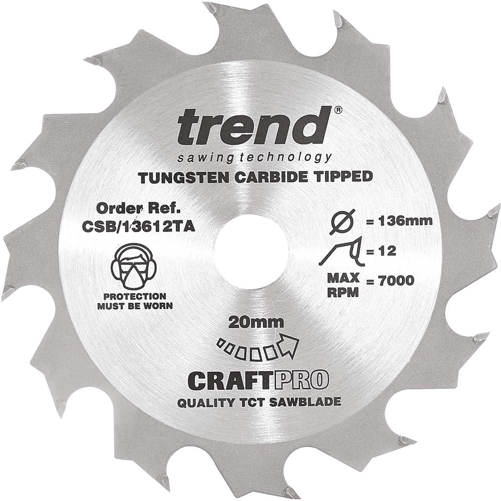 Photo of Trend Craftpro Wood Cutting Cordless Saw Blade 136mm 12t 20mm