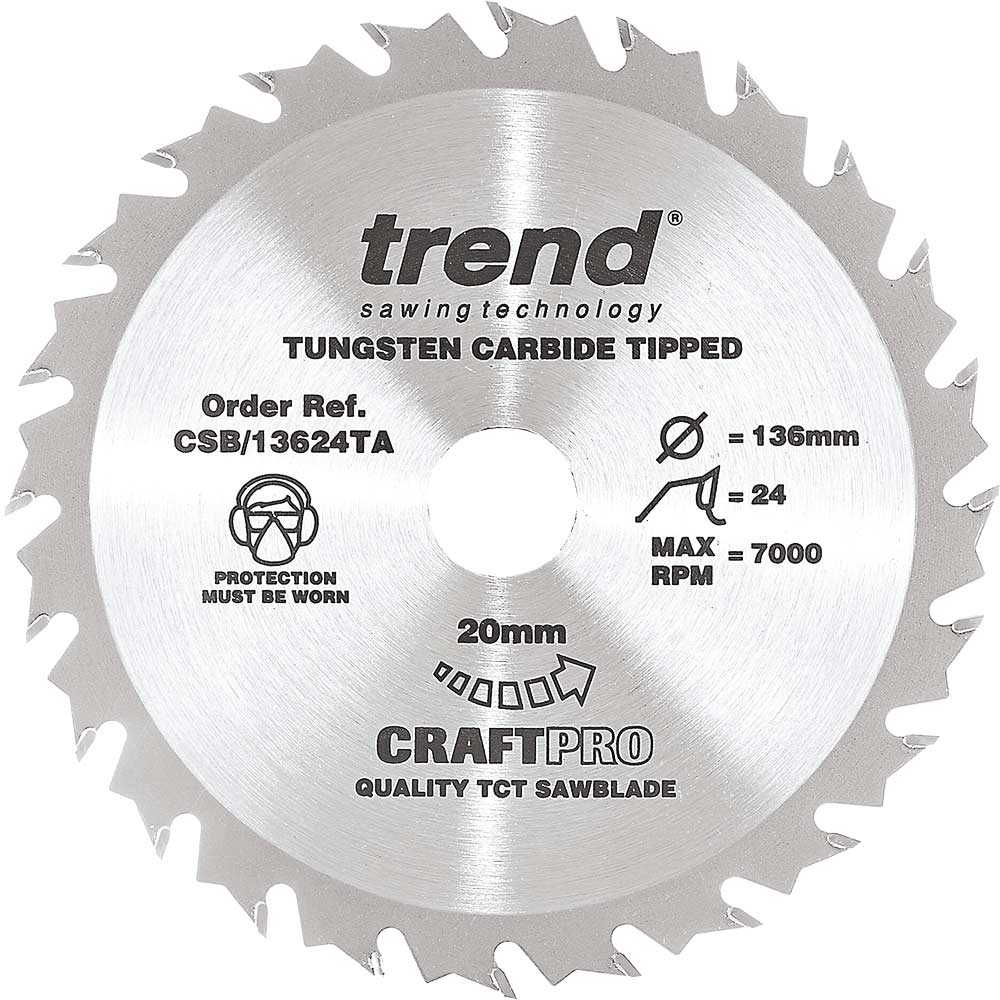 Photo of Trend Craftpro Wood Cutting Cordless Saw Blade 136mm 24t 20mm