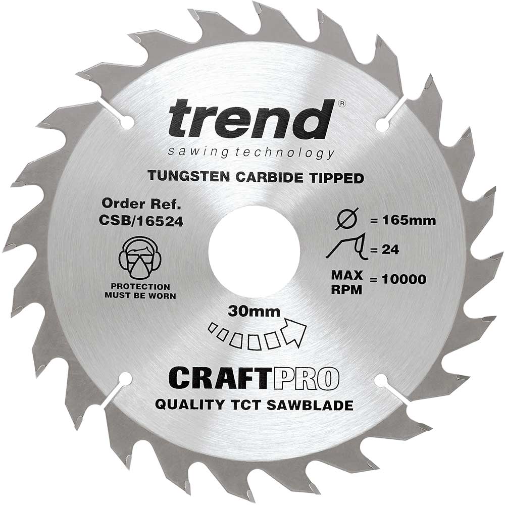Photo of Trend Craftpro Wood Cutting Saw Blade 165mm 24t 30mm