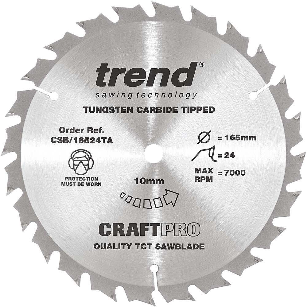 Photo of Trend Craftpro Wood Cutting Cordless Saw Blade 165mm 24t 10mm