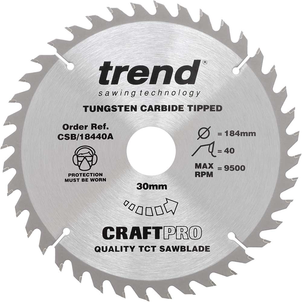 Photo of Trend Craftpro Wood Cutting Saw Blade 184mm 40t 30mm