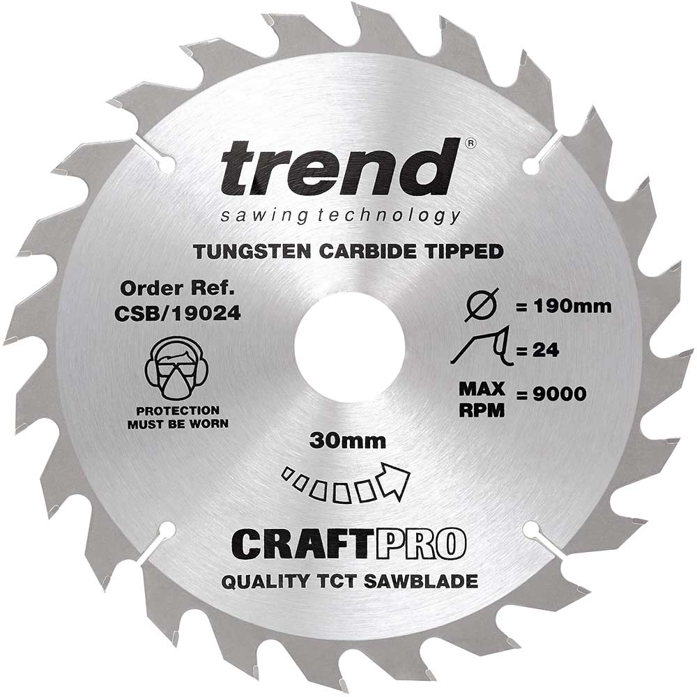 Photo of Trend Craftpro Non Stick Wood Cutting Saw Blade 190mm 24t 30mm