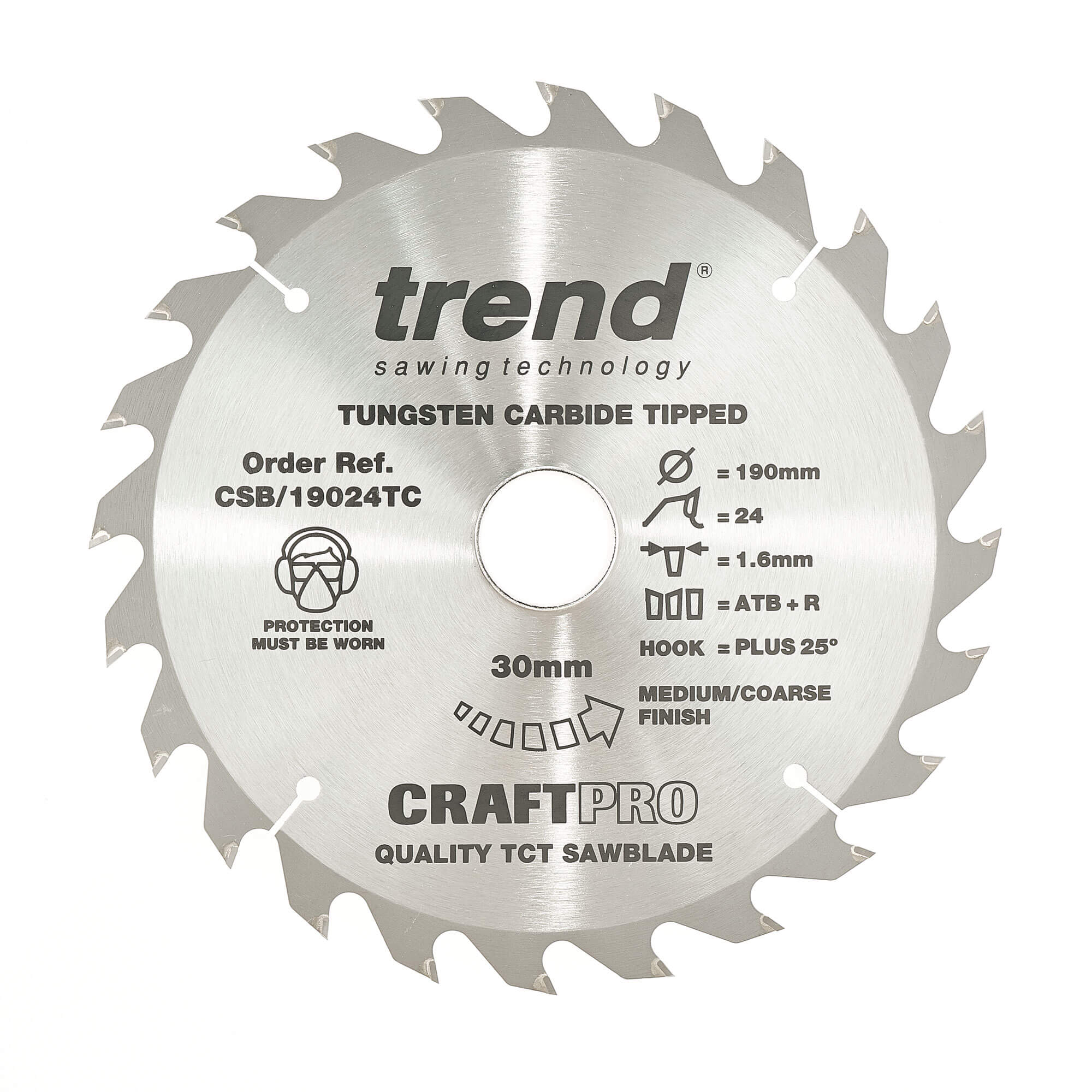 Trend CRAFTPRO Wood Cutting Saw Blade for DeWalt DCS575 190mm 24T 30mm