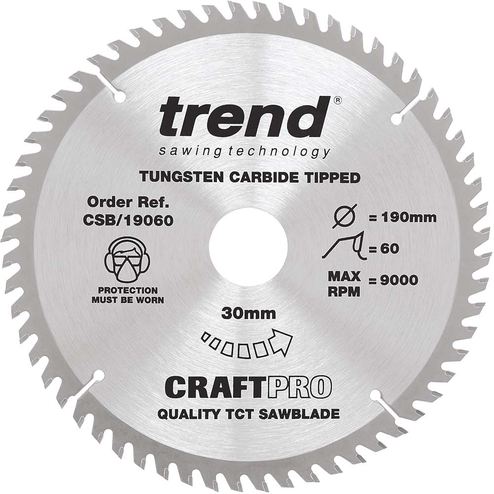 Photo of Trend Craftpro Wood Cutting Saw Blade 190mm 60t 30mm