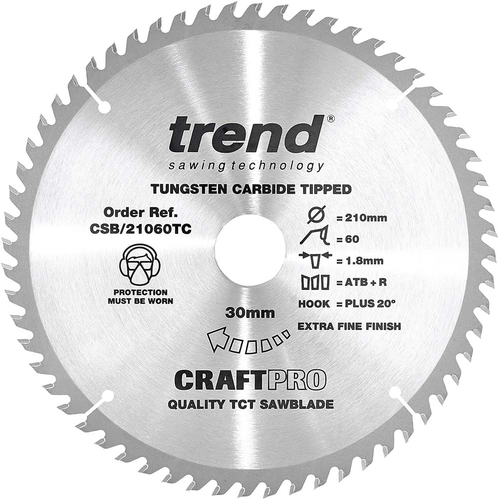 Photo of Trend Craftpro Wood Cutting Saw Blade For Dewalt Dcs7485 210mm 60t 30mm