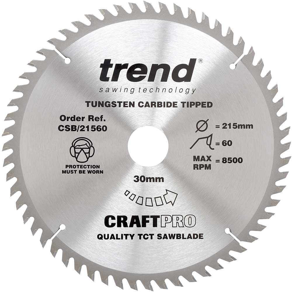 Photo of Trend Craftpro Wood Cutting Saw Blade 215mm 60t 30mm
