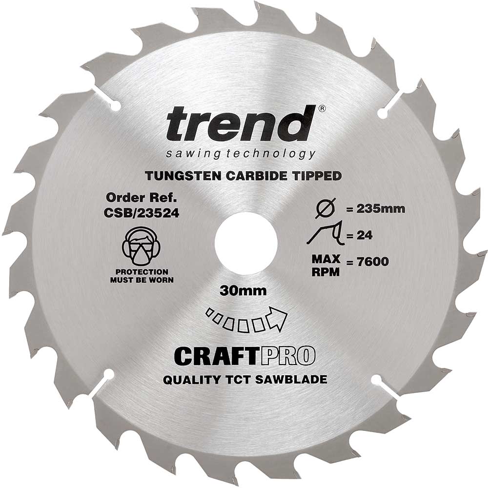 Photo of Trend Craftpro Non Stick Wood Cutting Saw Blade 235mm 24t 30mm