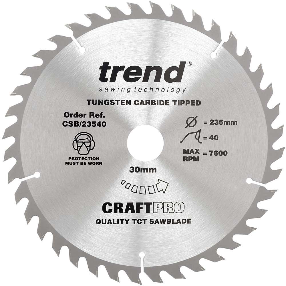 Photo of Trend Craftpro Non Stick Wood Cutting Saw Blade 235mm 40t 30mm
