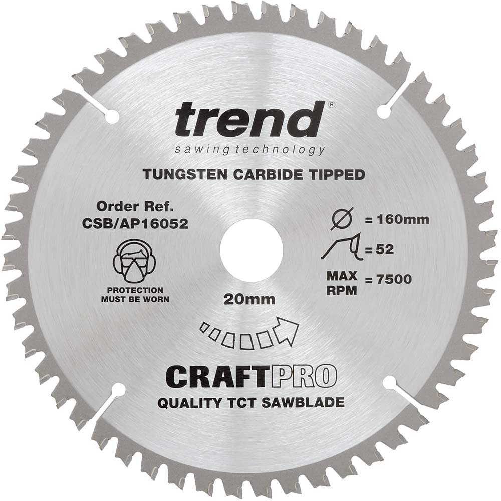 Photo of Trend Craftpro Aluminium And Plastic Cutting Saw Blade 160mm 52t 20mm