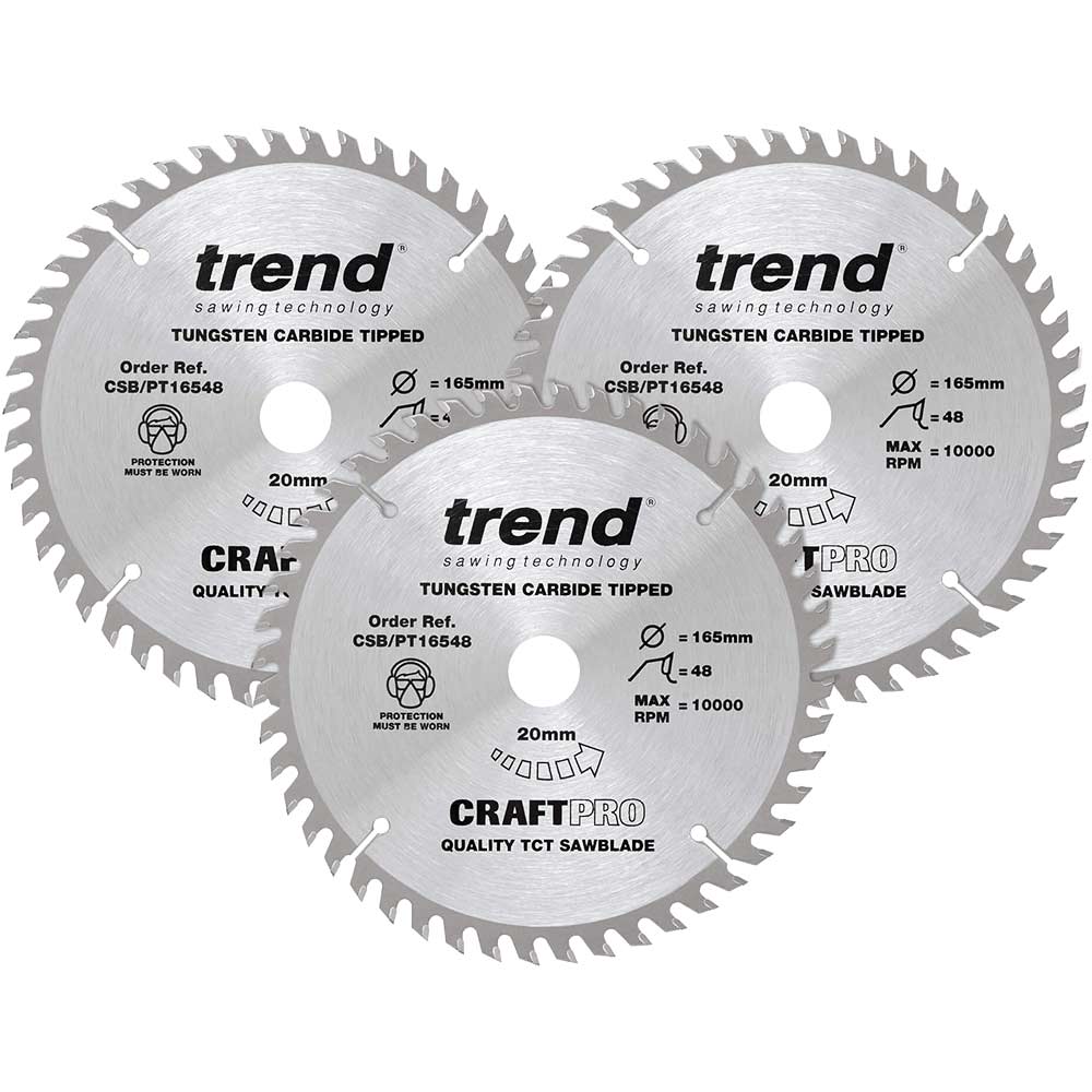 Photo of Trend Craftpro 3 Piece 165mm Panel Trim Circular Saw Blade Set 165mm 48t 20mm