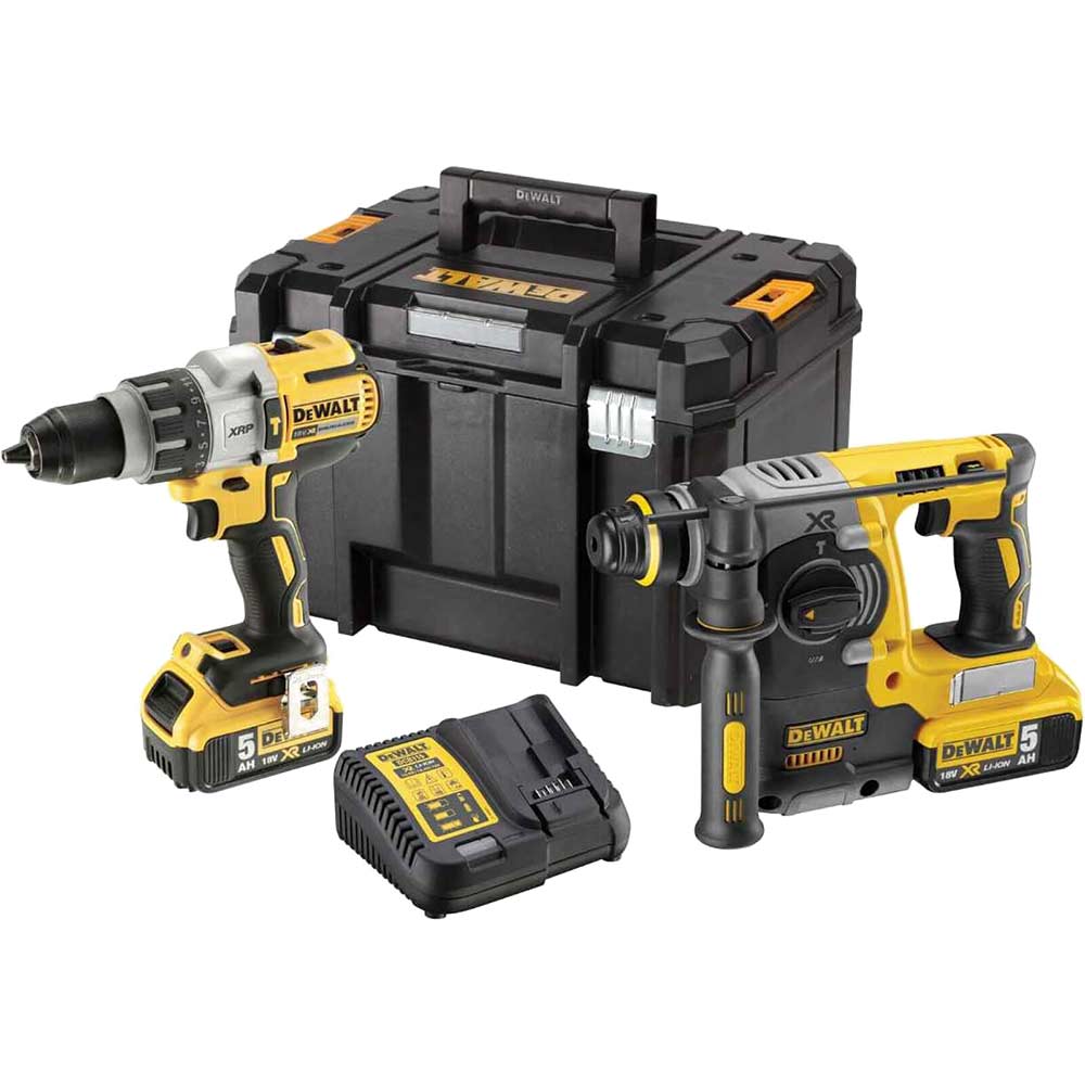 Photo of Dewalt Dck229p2t 18v Xr Cordless Brushless Combi Drill And Sds Drill Kit 2 X 5ah Li-ion Charger Case