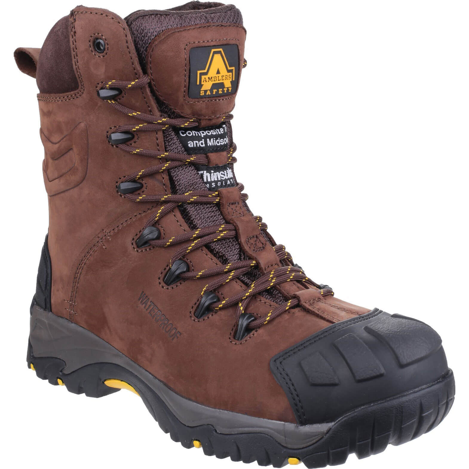 Photo of Amblers Mens Safety As995 Pillar Waterproof Hi-leg Safety Boots Brown Size 13