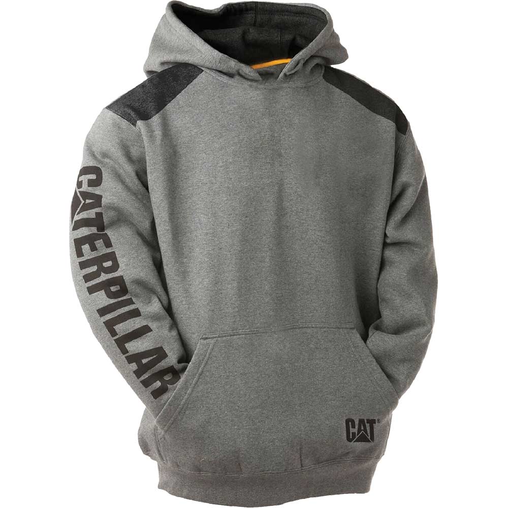 Photo of Caterpillar Mens Logo Panel Hooded Sweatshirt Grey 4xl