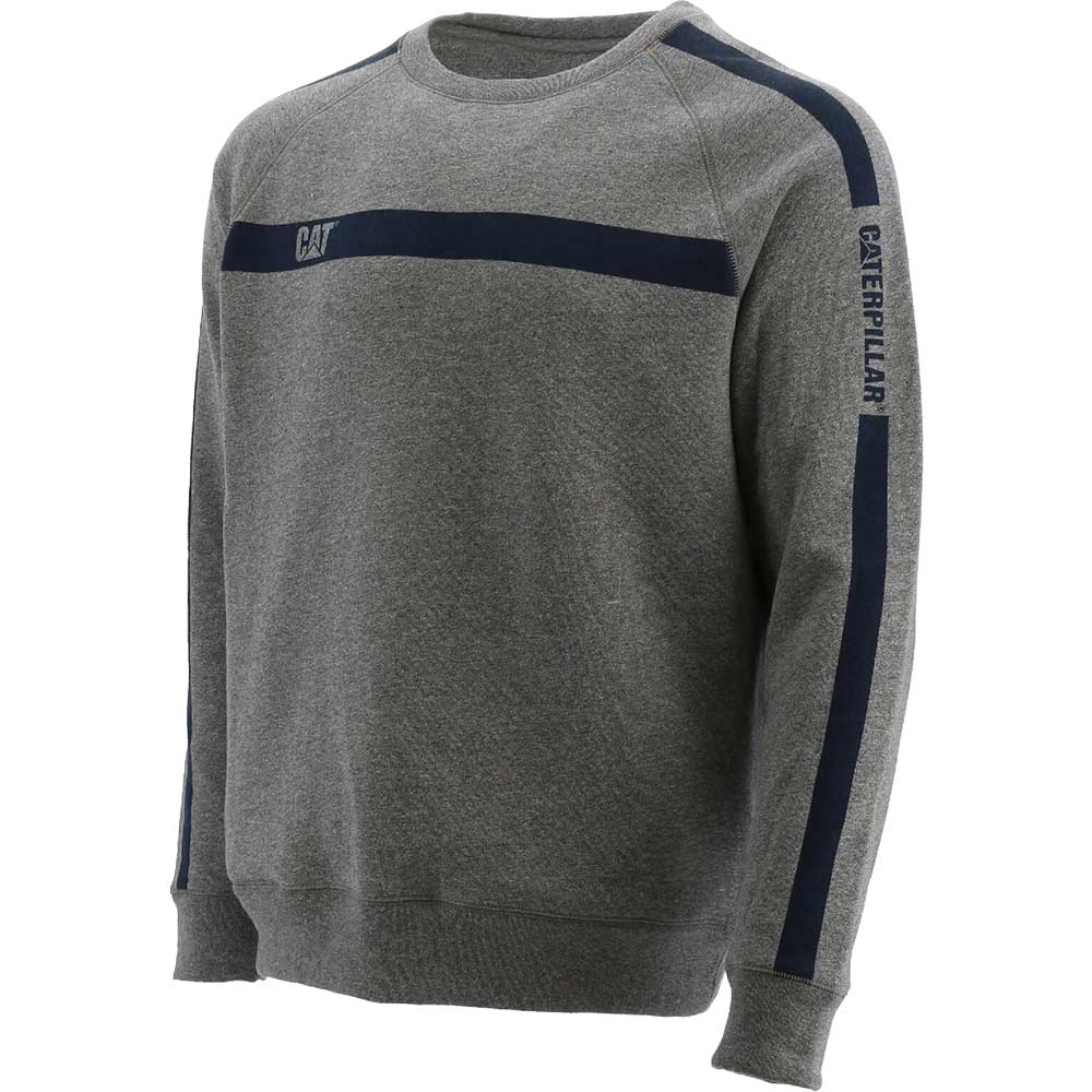Photo of Caterpillar Mens Icon Stripe Crew Neck Sweater Dark Heather L