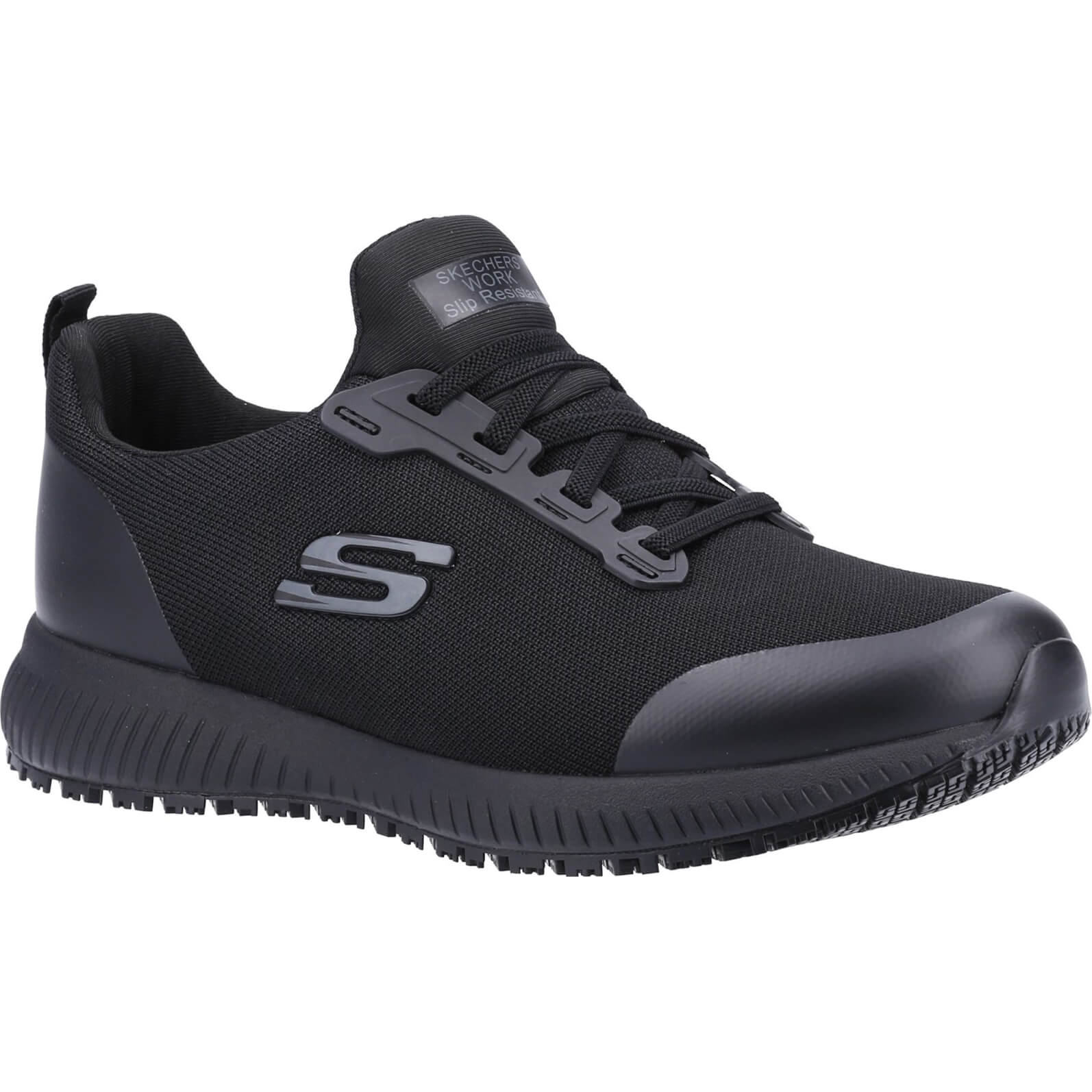 Skechers Squad Womens Wide Fit Slip Resistant Work Shoes Black Size 5