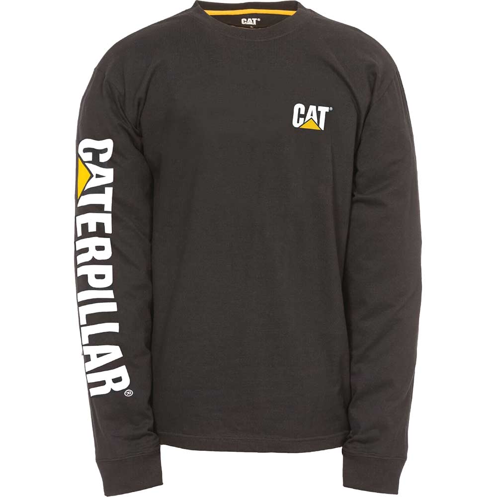 Caterpillar Mens Trademark Banner Long Sleeve T Shirt Black L