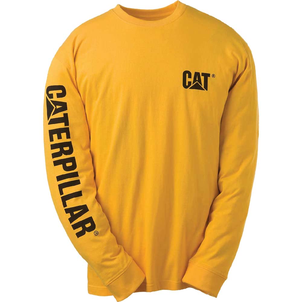 Caterpillar Mens Trademark Banner Long Sleeve T Shirt Yellow 3XL