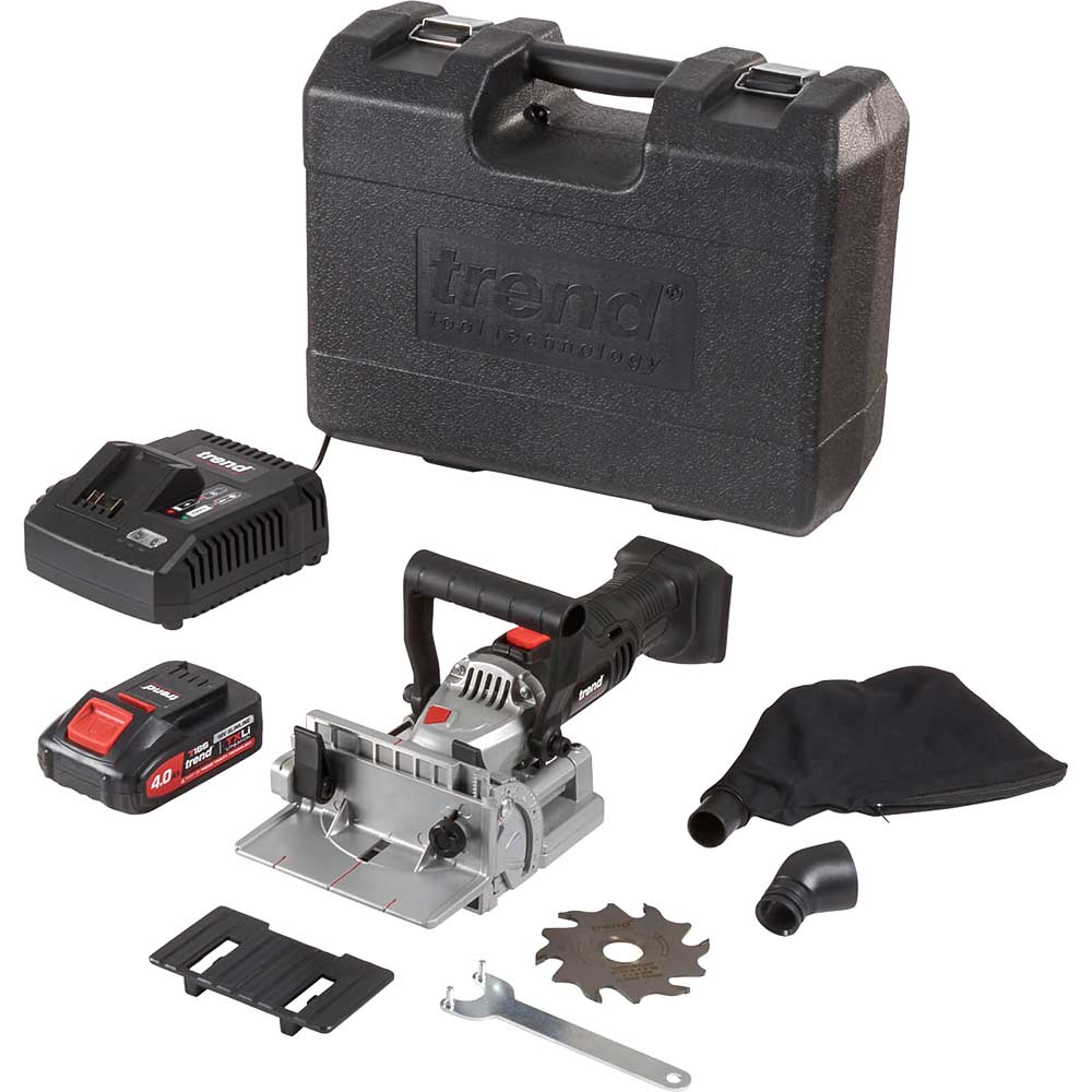 Trend T18S/BJK 18v Cordless Biscuit Jointer 1 x 2ah Li-ion Charger Case