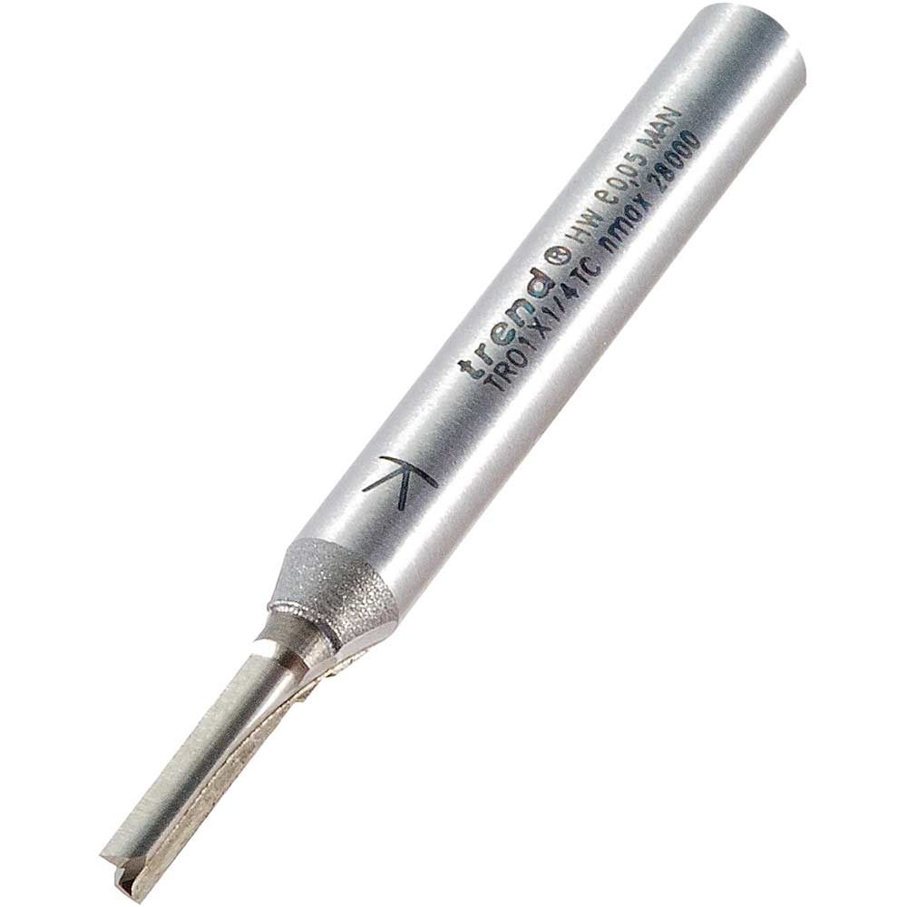 Photo of Trend Two Flute Ptfe Coated Non Stick Router Cutter 3.2mm 12.7mm 1/4