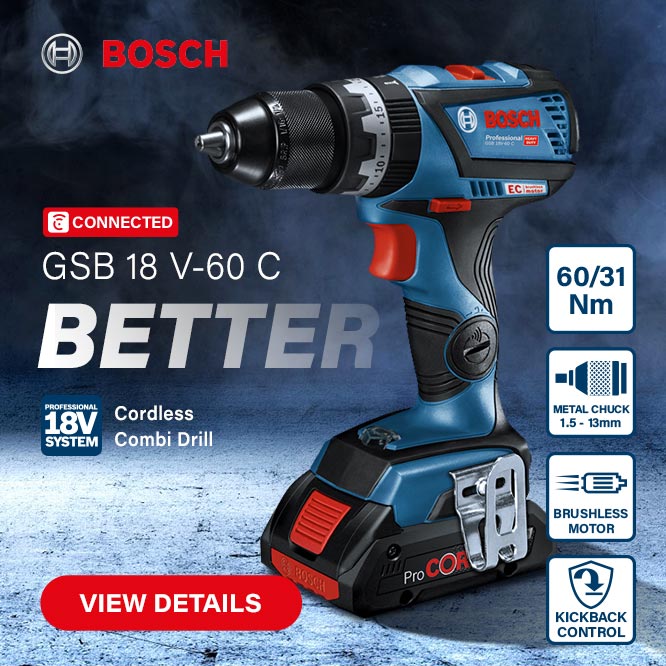 Bosch GSB 18 V-60 C 18v Cordless Connect Ready Combi Drill